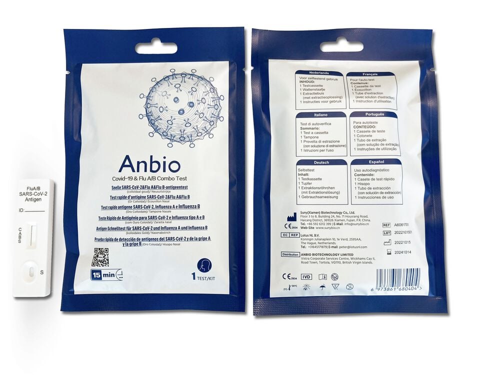 Anbio Covid-19 und Flu A/B Combo Test